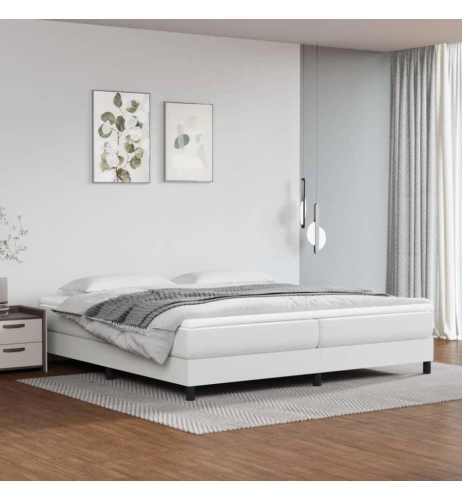 Boxspringbett mit Matratze Weiss 200x200 cm Kunstleder