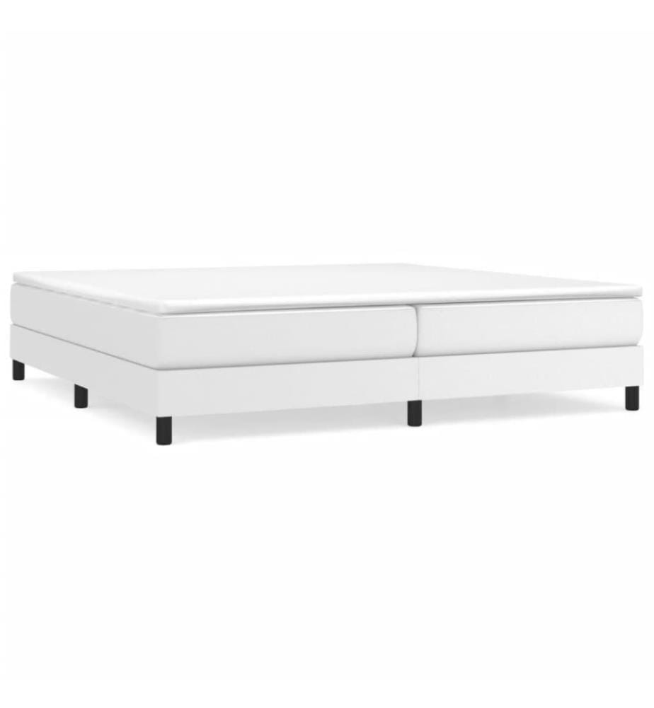 Boxspringbett mit Matratze Weiss 200x200 cm Kunstleder