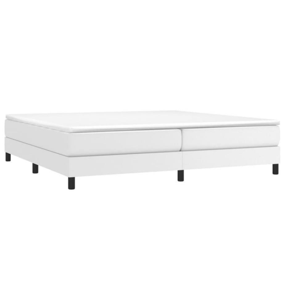 Boxspringbett mit Matratze Weiss 200x200 cm Kunstleder