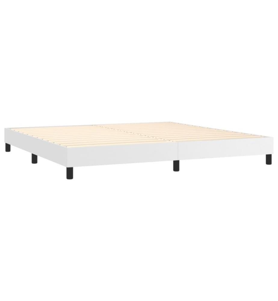 Boxspringbett mit Matratze Weiss 200x200 cm Kunstleder