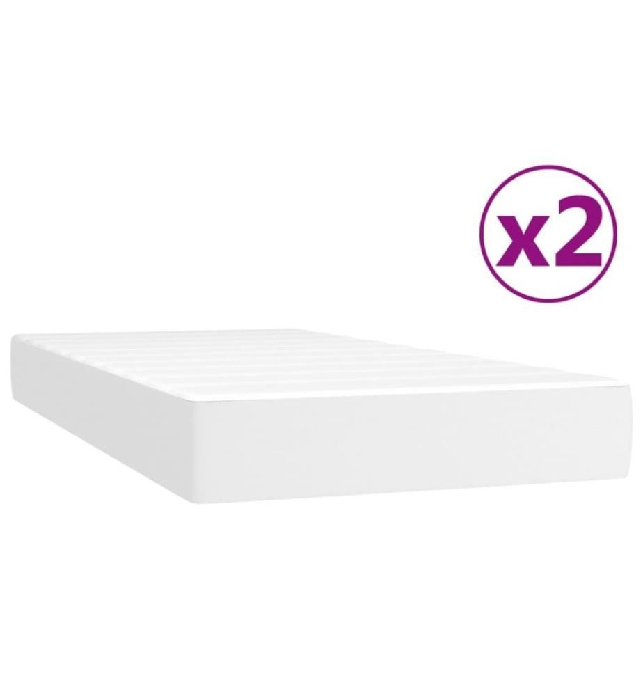 Boxspringbett mit Matratze Weiss 200x200 cm Kunstleder