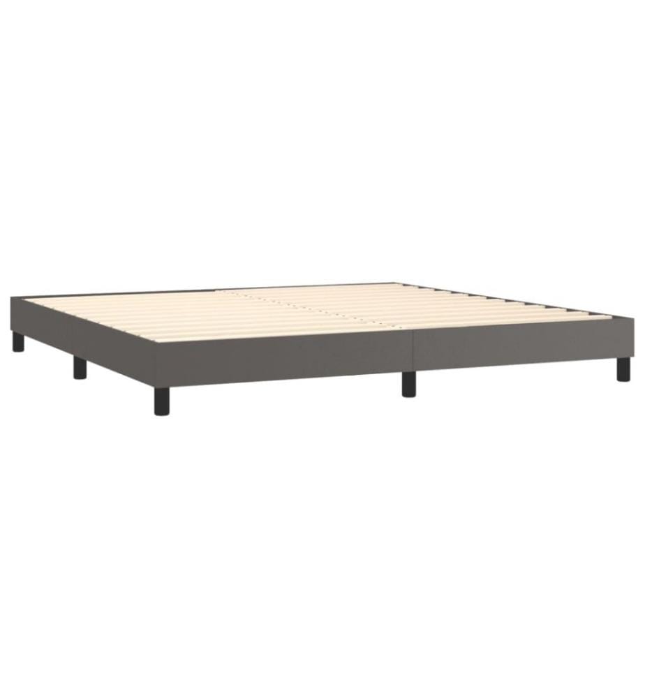 Lit à sommier tapissier avec matelas Gris 200x200 cm Similicuir