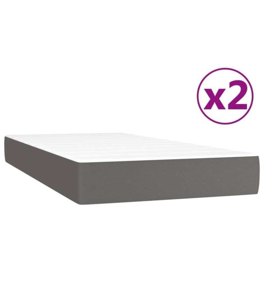 Lit à sommier tapissier avec matelas Gris 200x200 cm Similicuir