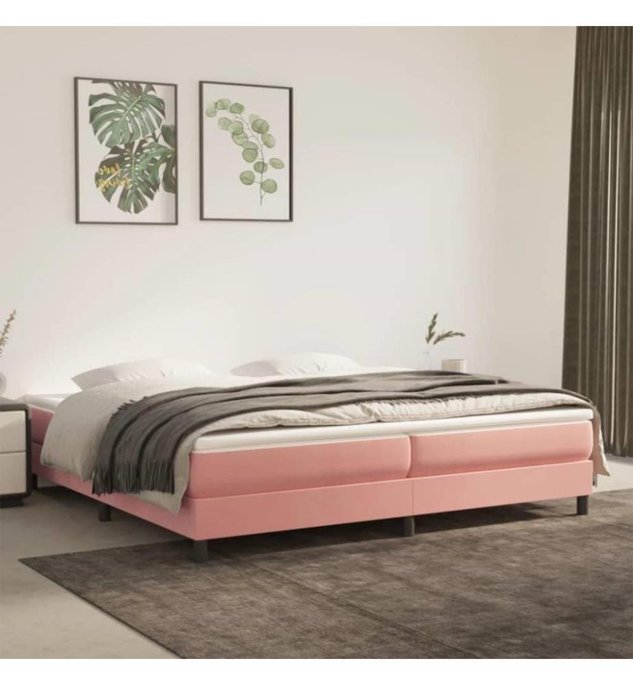 Lit à sommier tapissier avec matelas Rose 200x200 cm Velours