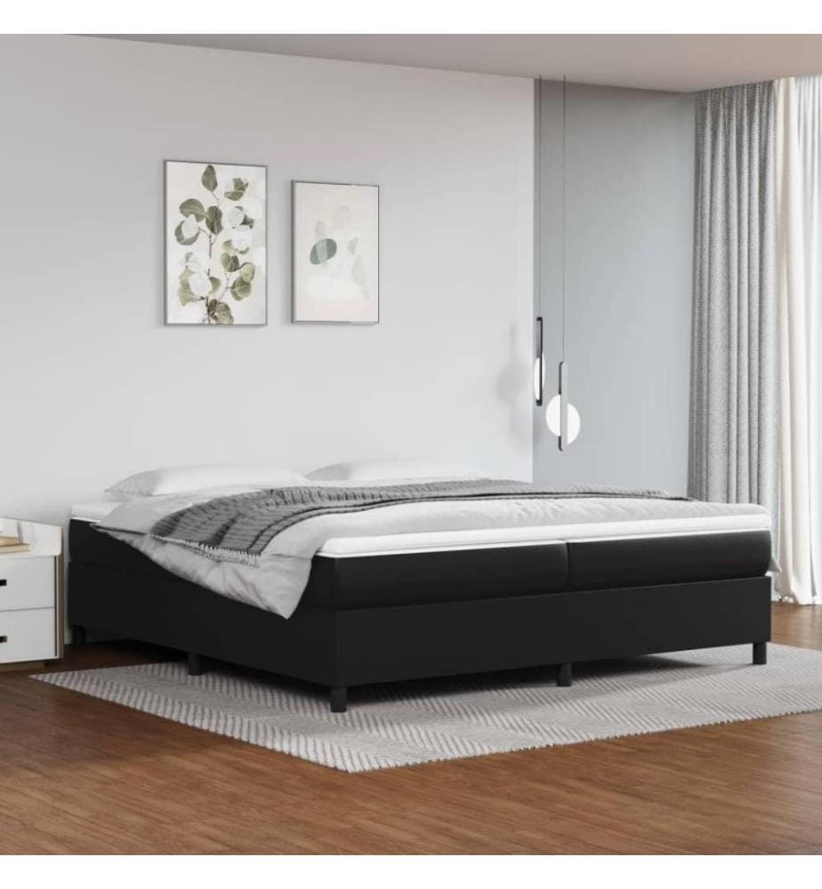 Lit à sommier tapissier avec matelas Noir 200x200 cm Similicuir