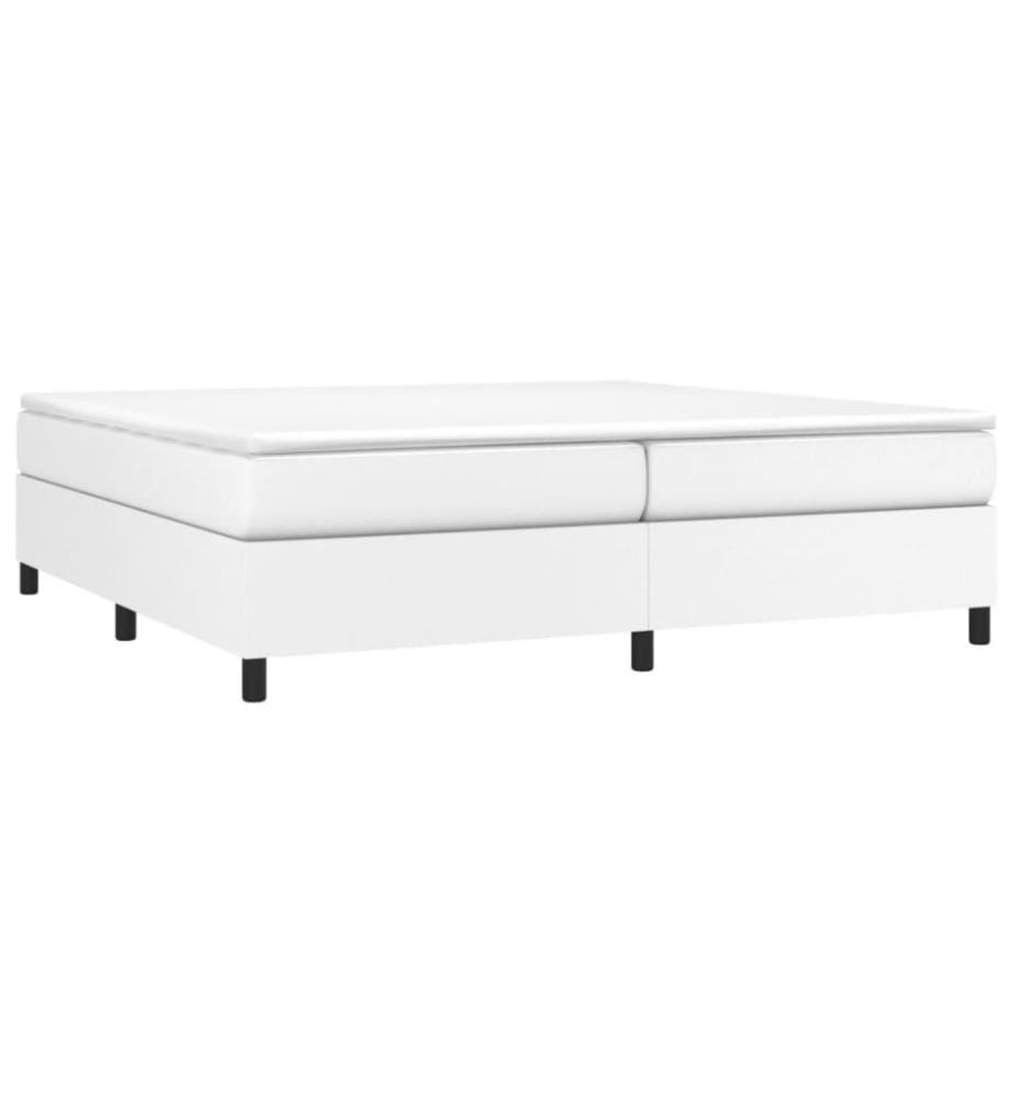 Boxspringbett mit Matratze Weiss 200x200 cm Kunstleder