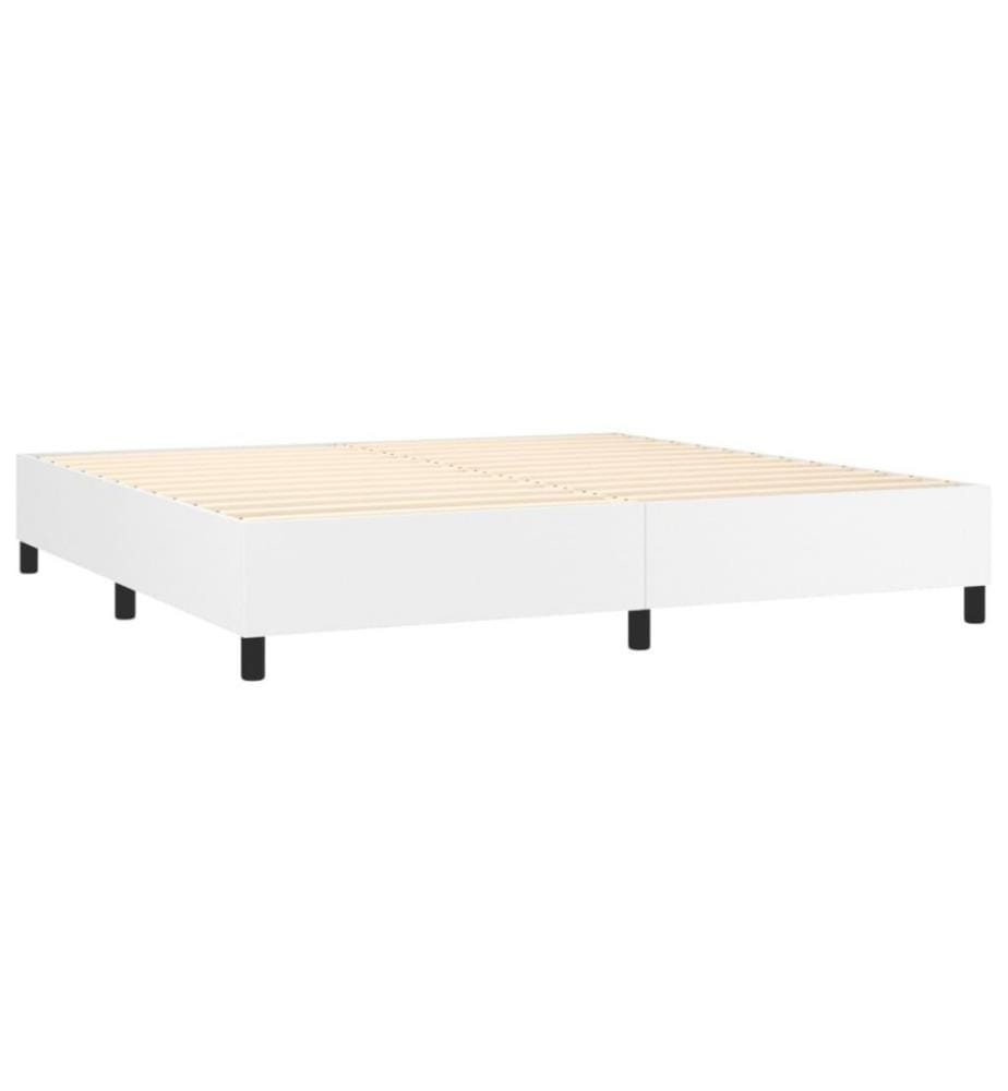 Boxspringbett mit Matratze Weiss 200x200 cm Kunstleder
