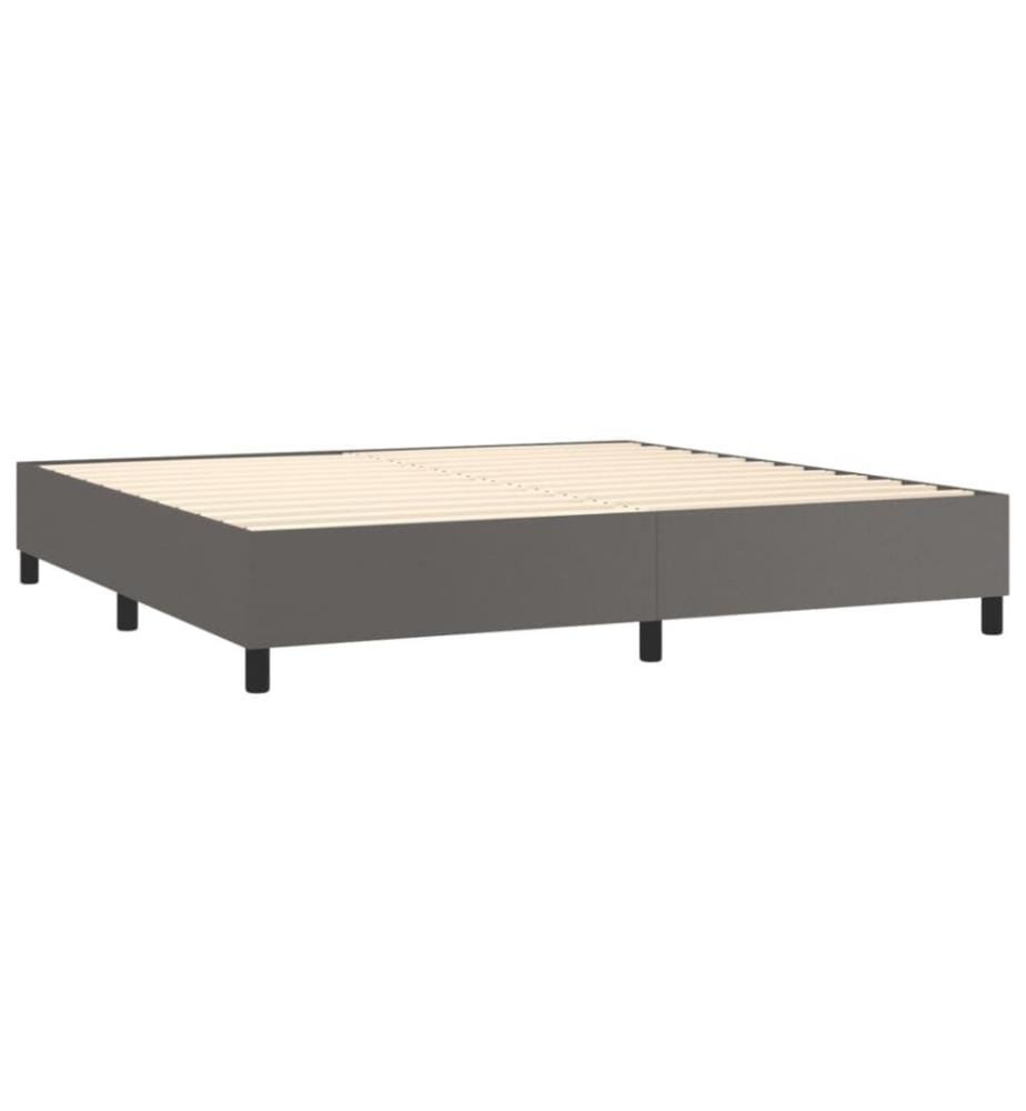Lit à sommier tapissier avec matelas Gris 200x200 cm Similicuir