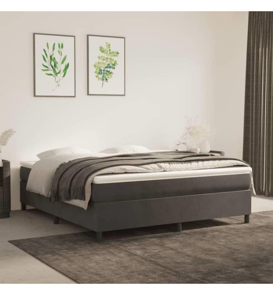 Boxspringbett mit Matratze Dunkelgrau 180x200 cm Samt