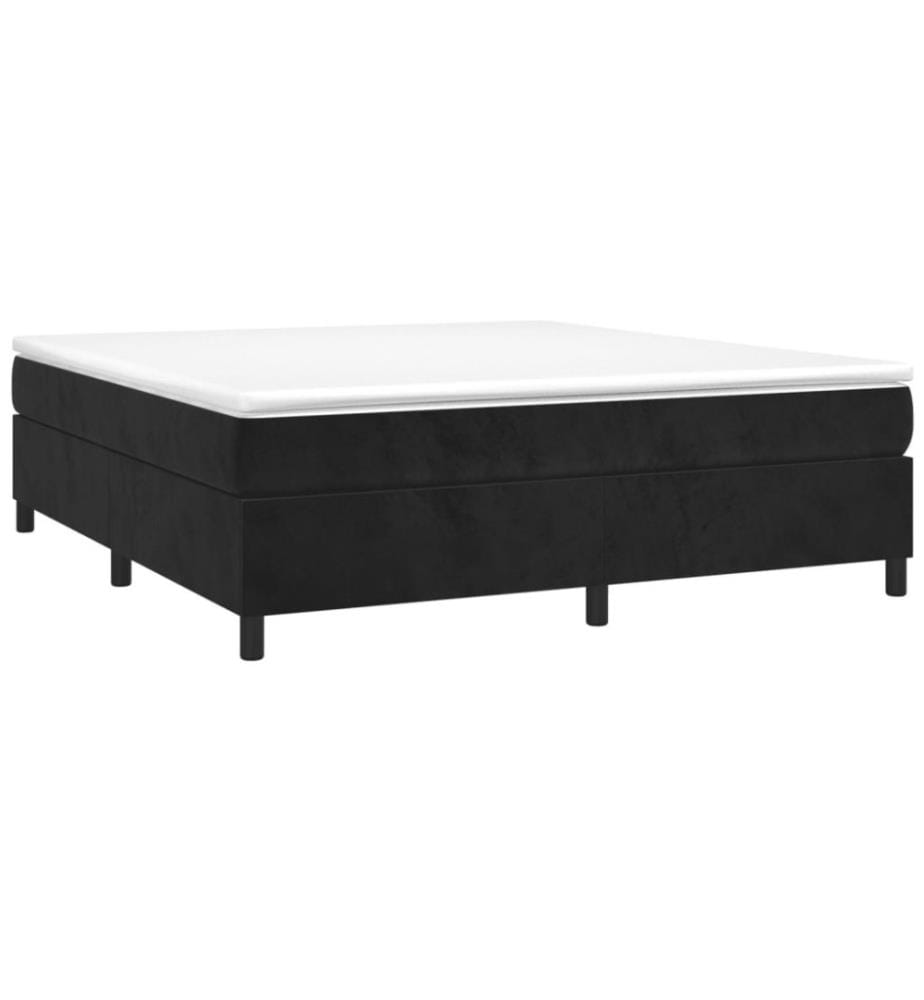 Lit à sommier tapissier et matelas Noir 200x200 cm Velours
