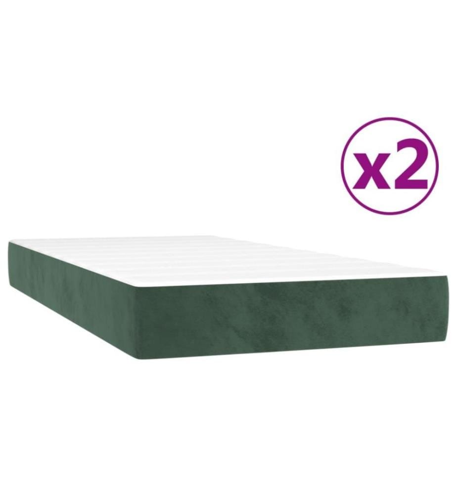 Lit à sommier tapissier et matelas Vert foncé 200x200cm Velours