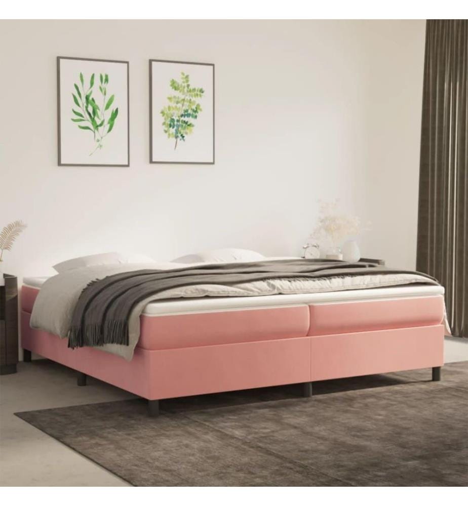 Lit à sommier tapissier avec matelas Rose 200x200 cm Velours