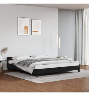 Bettgestell mit Kopfteil Schwarz 180x200 cm Kunstleder
