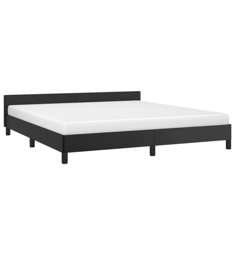 Bettgestell mit Kopfteil Schwarz 180x200 cm Kunstleder