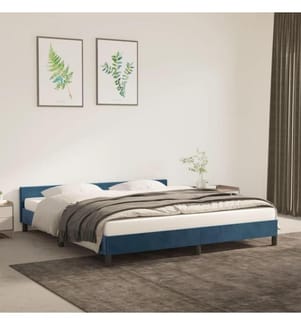 Bettgestell mit Kopfteil Dunkelblau 180x200 cm Samt