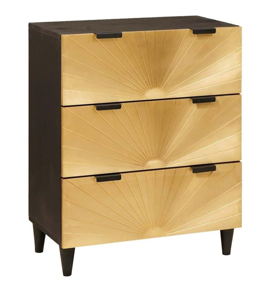 Sideboard Set 2 pcs Schwarz und Messing 120 x 33 x 75 cm