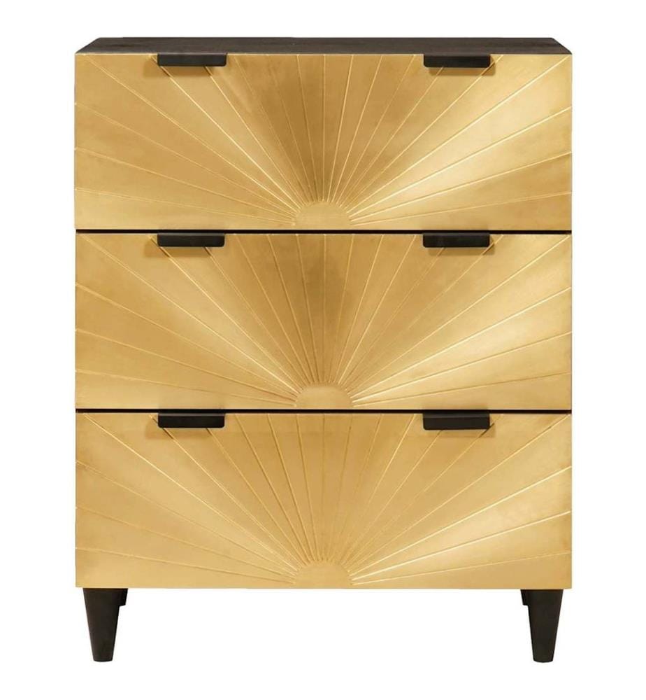 Sideboard Set 2 pcs Schwarz und Messing 120 x 33 x 75 cm