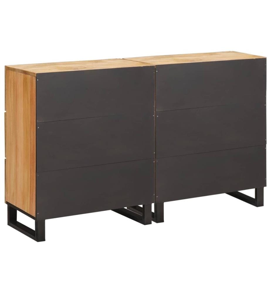 Credenza 2 pz Marron 60 x 33 x 75 cm Legno di mango massiccio