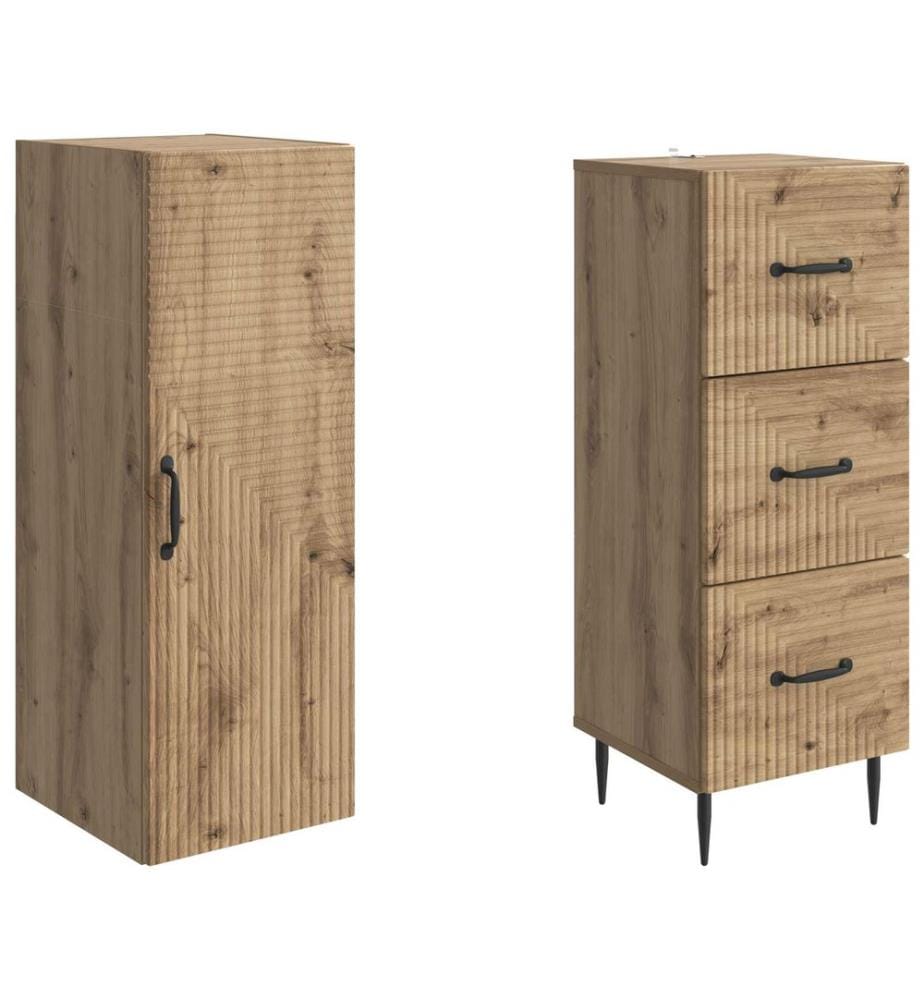 Schrankset 2 pcs Artisan-Eiche 33 x 34,5 x 90 cm Holzwerkstoff
