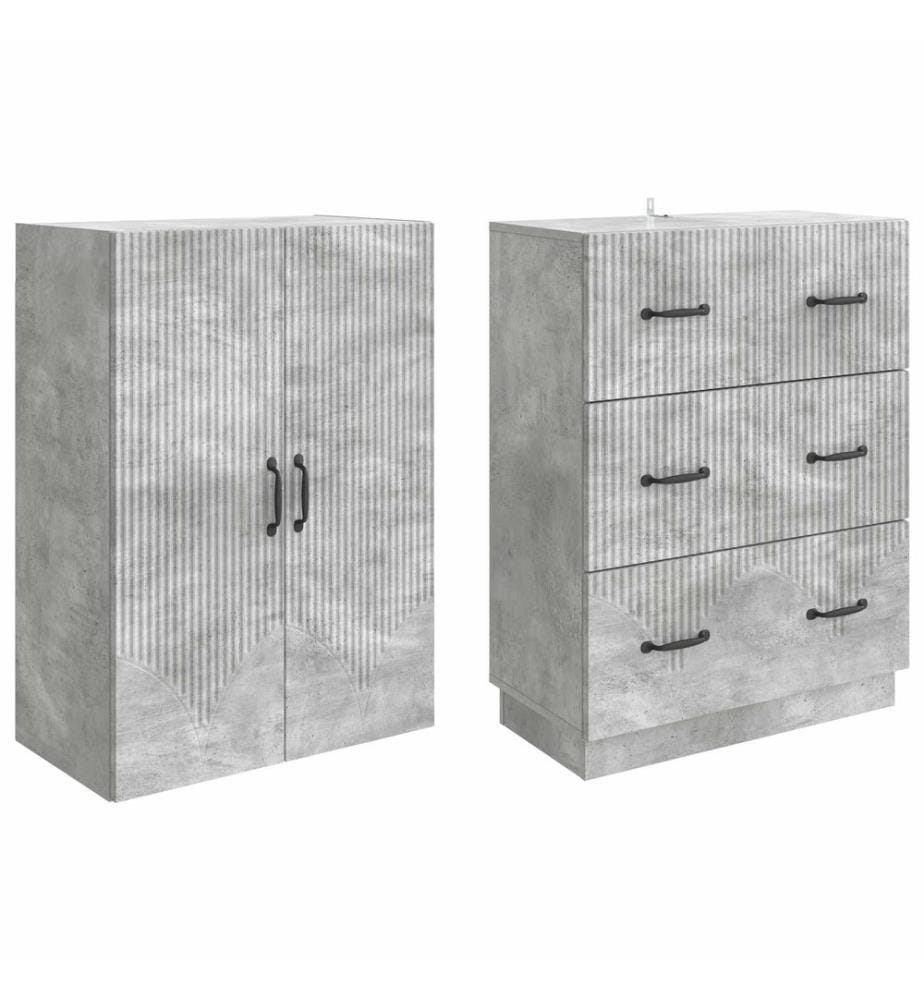 Ensemble de Meubles 2 pcs Gris béton 66 x 34,5 x 87 cm