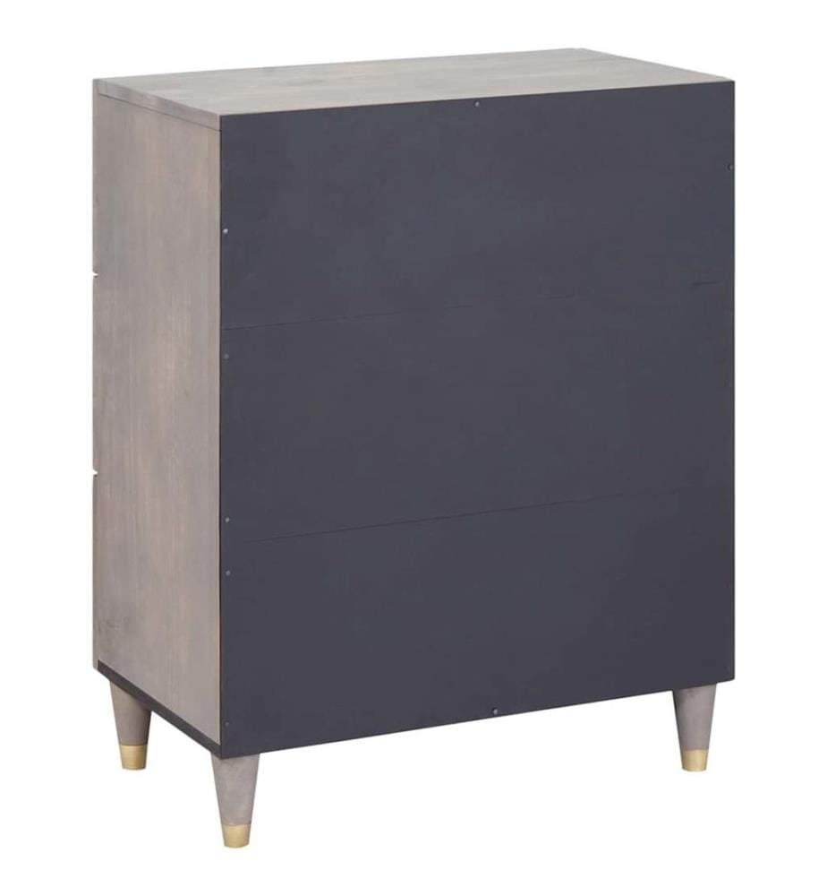 Sideboard Grau und Gold 60 x 33 x 75 cm Massivholz Mango