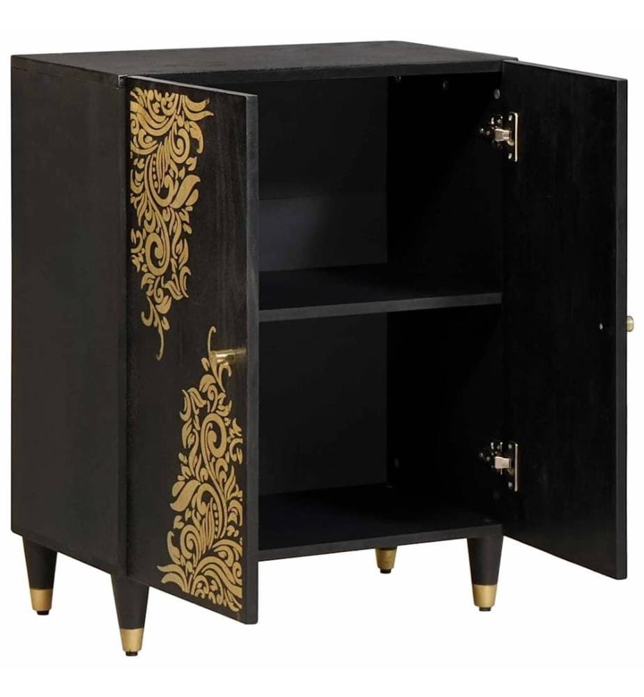 Sideboard Schwarz 60 x 33 x 75 cm Massivholz Mango