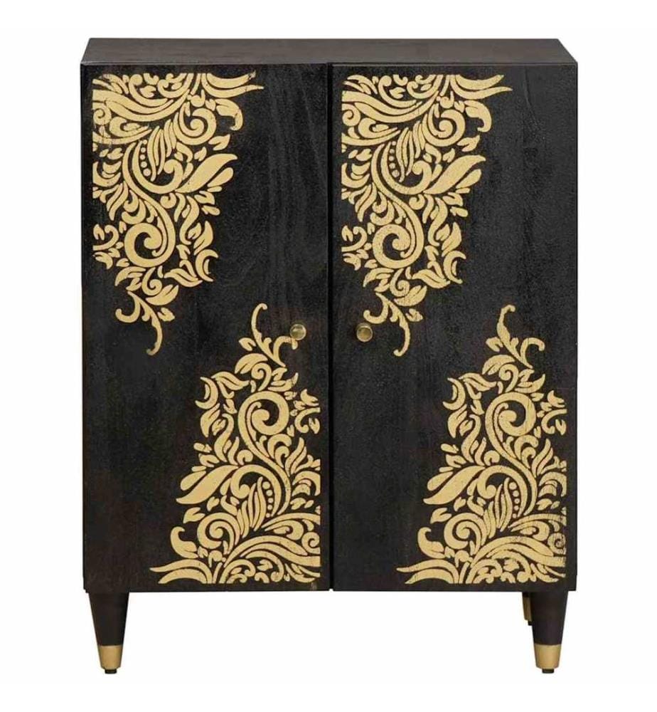 Sideboard Schwarz 60 x 33 x 75 cm Massivholz Mango