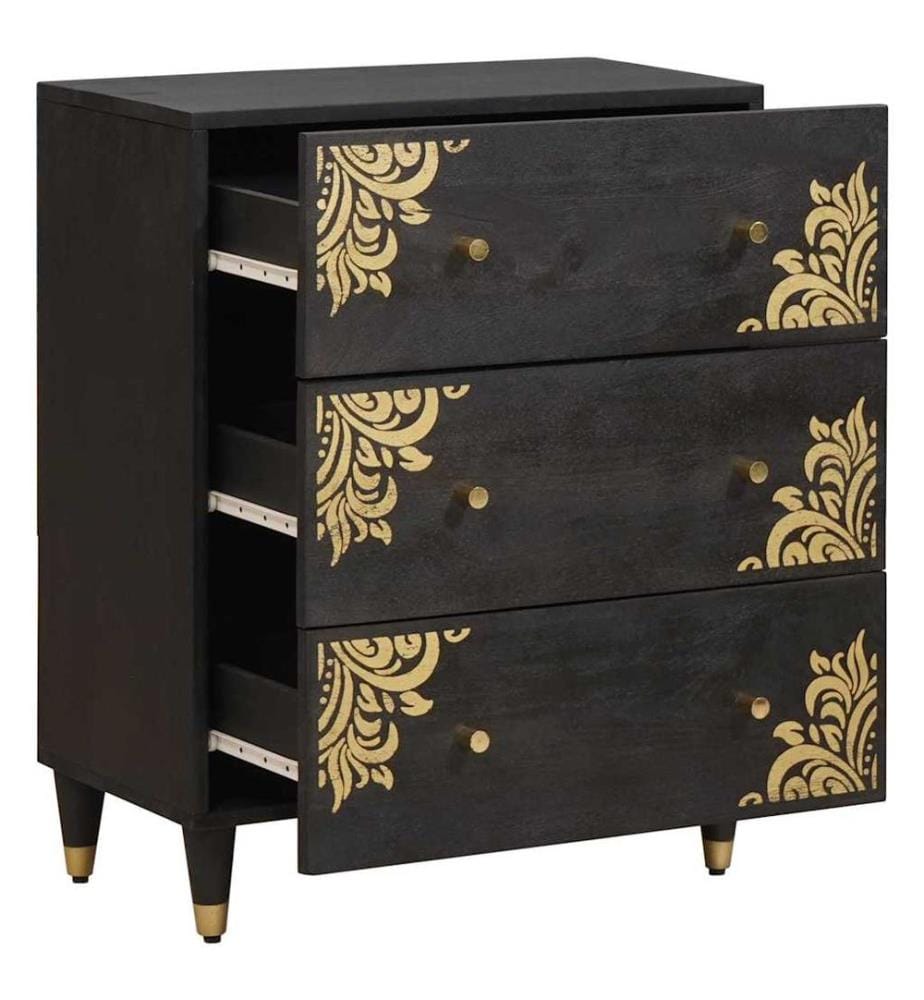 Sideboard Schwarz 60 x 33 x 75 cm Massivholz Mango