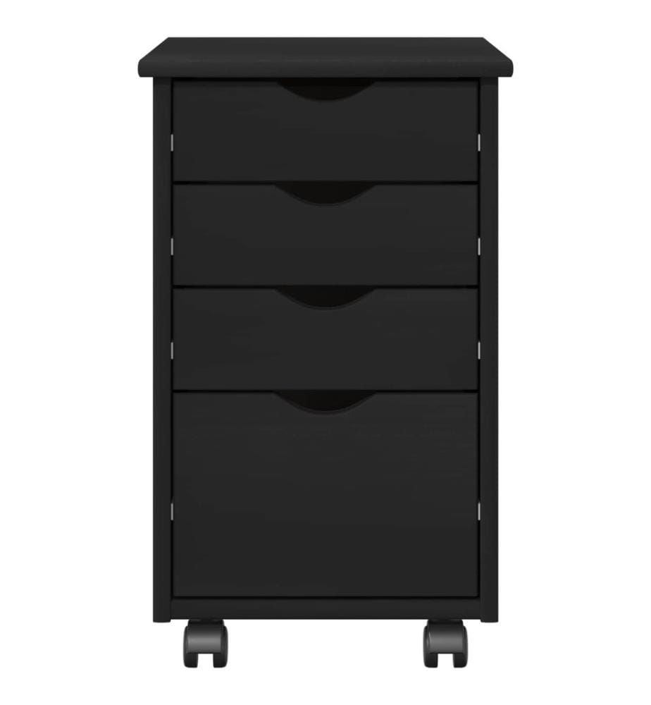 Rollschrank Schwarz 34 x 39 x 56 cm Massives Kiefernholz