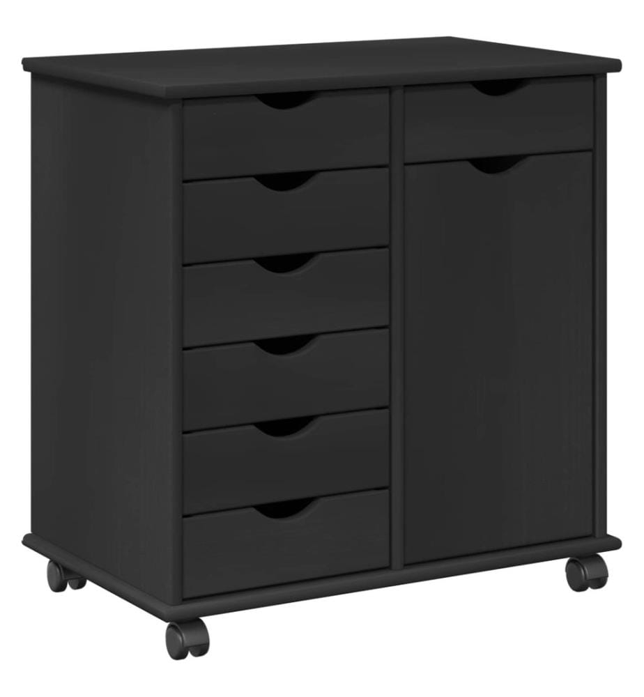 Rollschrank Schwarz 63,5 x 39 x 65,5 cm Massivholz Kiefer
