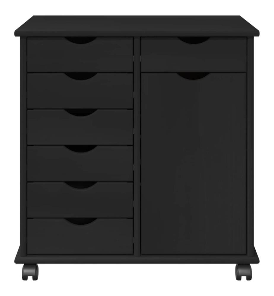 Rollschrank Schwarz 63,5 x 39 x 65,5 cm Massivholz Kiefer