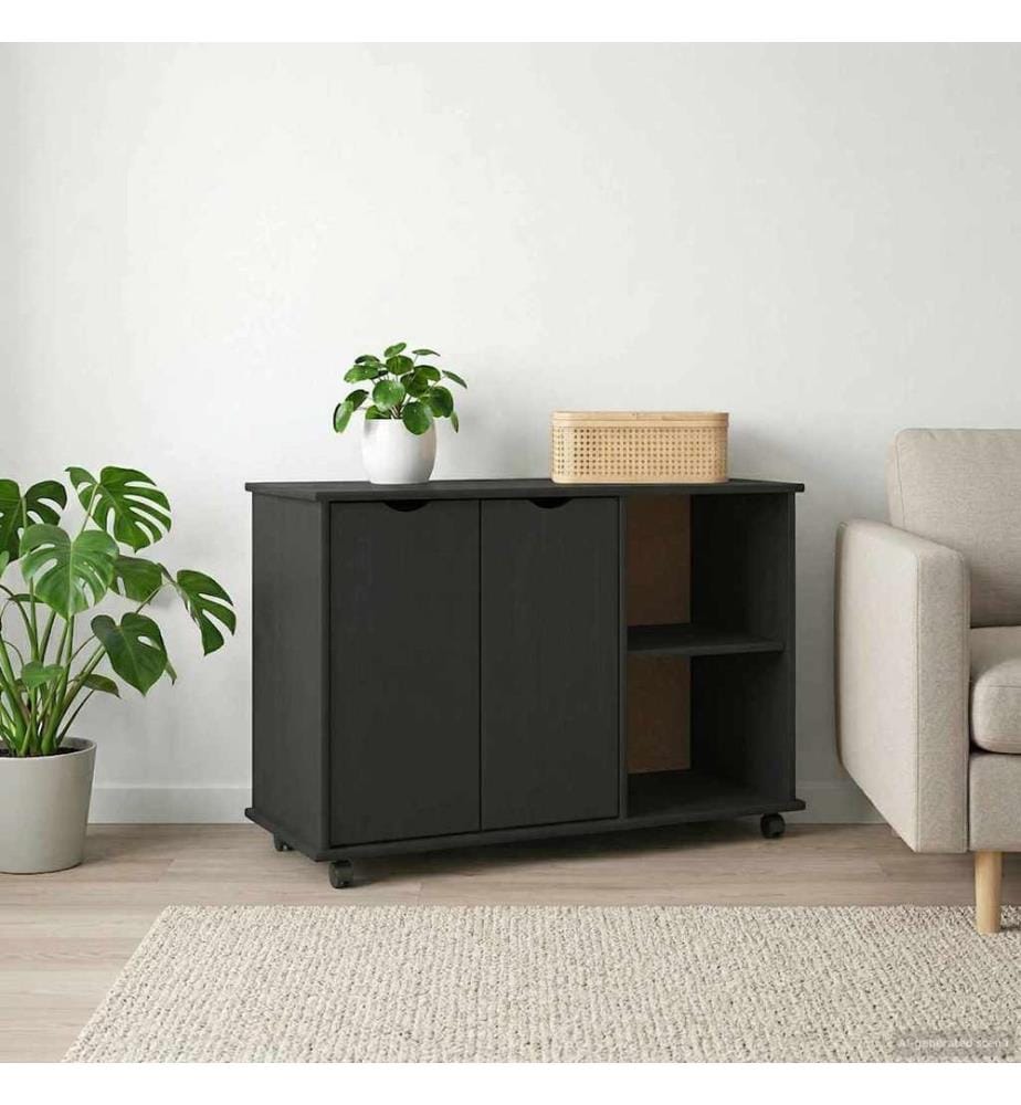 Rollschrank Schwarz 100 x 39 x 65,5 cm Massivholz Kiefer