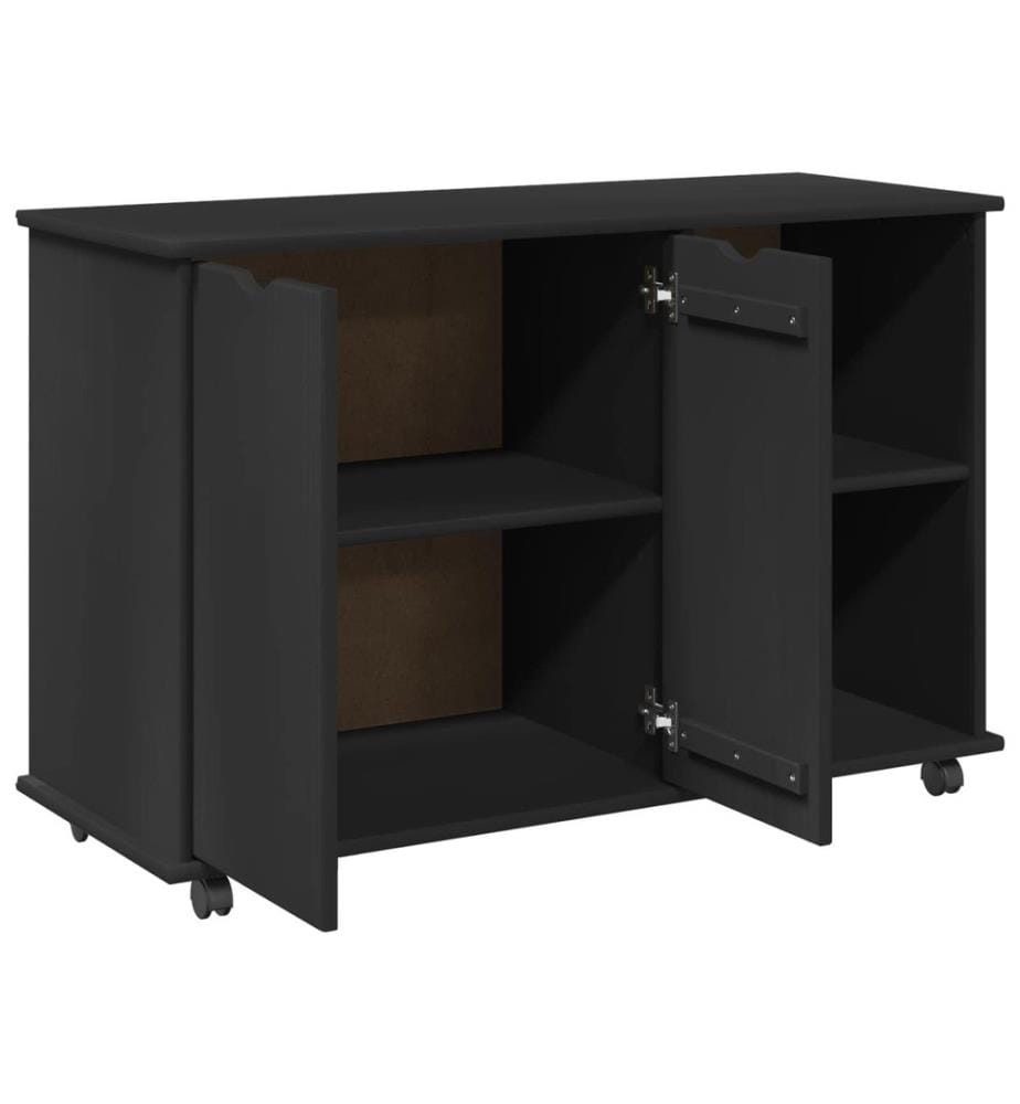 Rollschrank Schwarz 100 x 39 x 65,5 cm Massivholz Kiefer