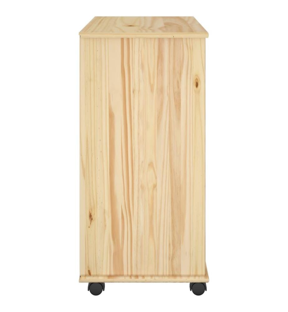 Rollschrank Mit Rad Braun 63,5 x 39 x 79 cm Massivholz Kiefer
