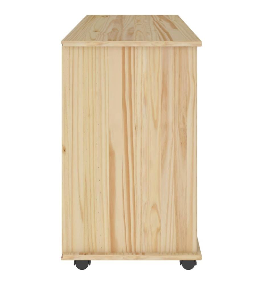 Rollschrank Mit Rad Braun 100 x 39 x 65,5 cm Massivholz Kiefer