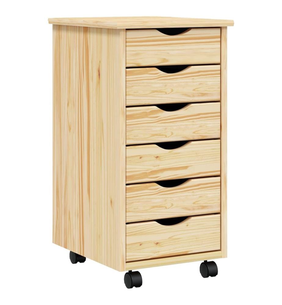 Rollcontainer mit Schubladen MOSS Klarlack 34 x 39 x 65,5 cm