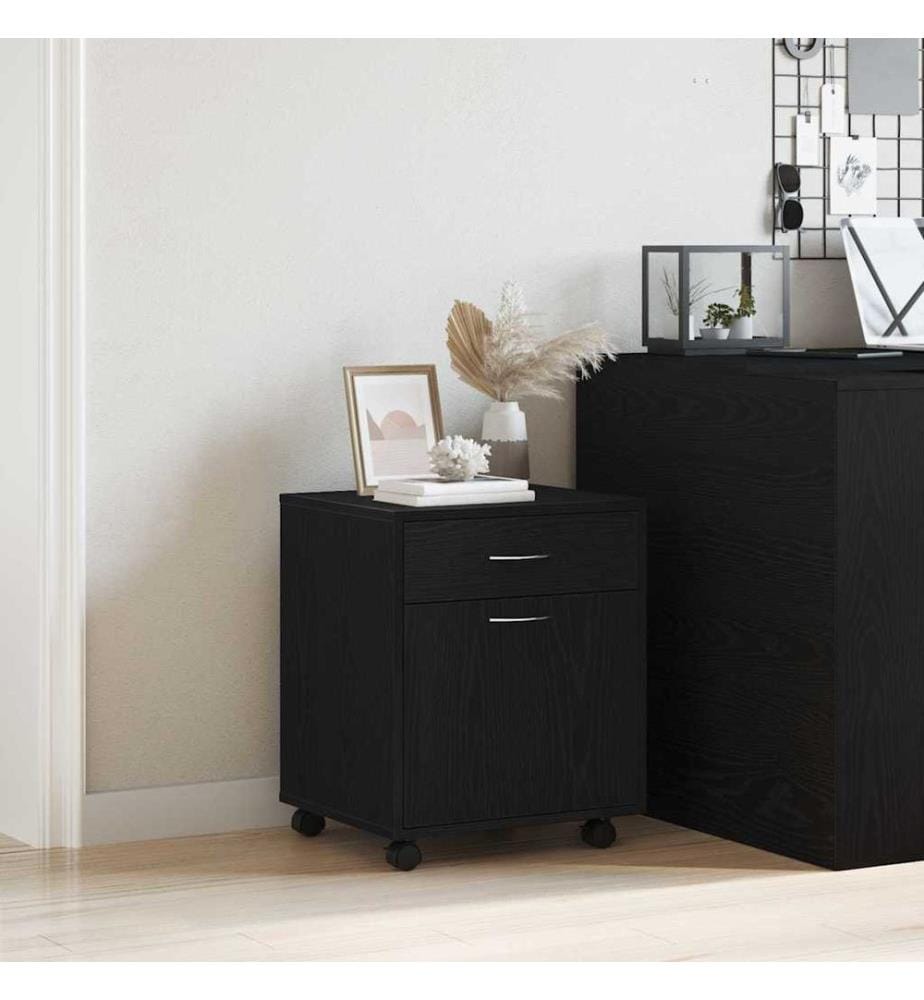 Rollschrank Schwarz Eichen-Optik 45 x 38 x 54 cm Holzwerkstoff