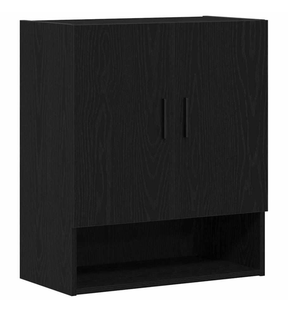 Wandmontierter Schrank Schwarz Eichen-Optik 60 x 31 x 70 cm
