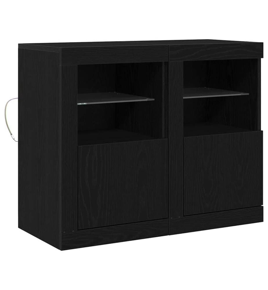 LED-Sideboard 2 pcs Schwarz Eichen-Optik 41 x 37 x 67 cm