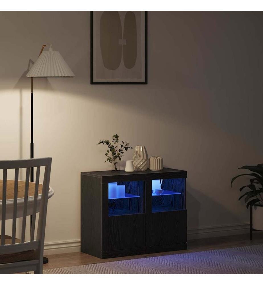 LED-Sideboard 2 pcs Schwarz Eichen-Optik 41 x 37 x 67 cm
