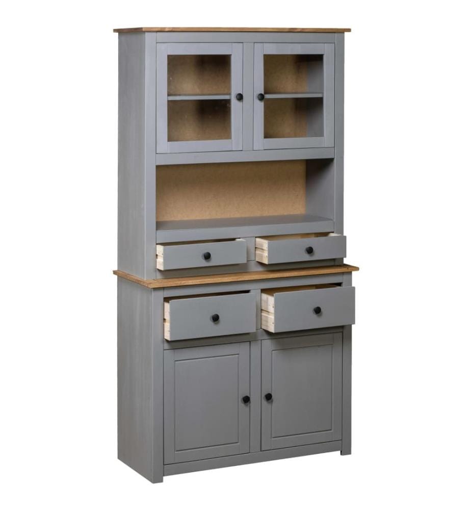 Highboard Grau 93x40,5x180 cm Kiefernholz Panama