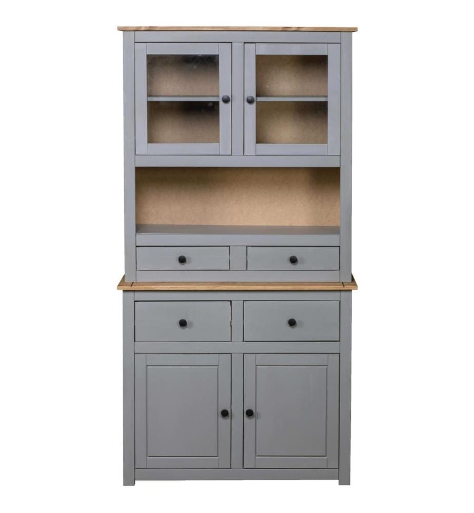 Highboard Grau 93x40,5x180 cm Kiefernholz Panama