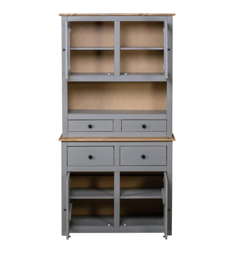 Highboard Grau 93x40,5x180 cm Kiefernholz Panama