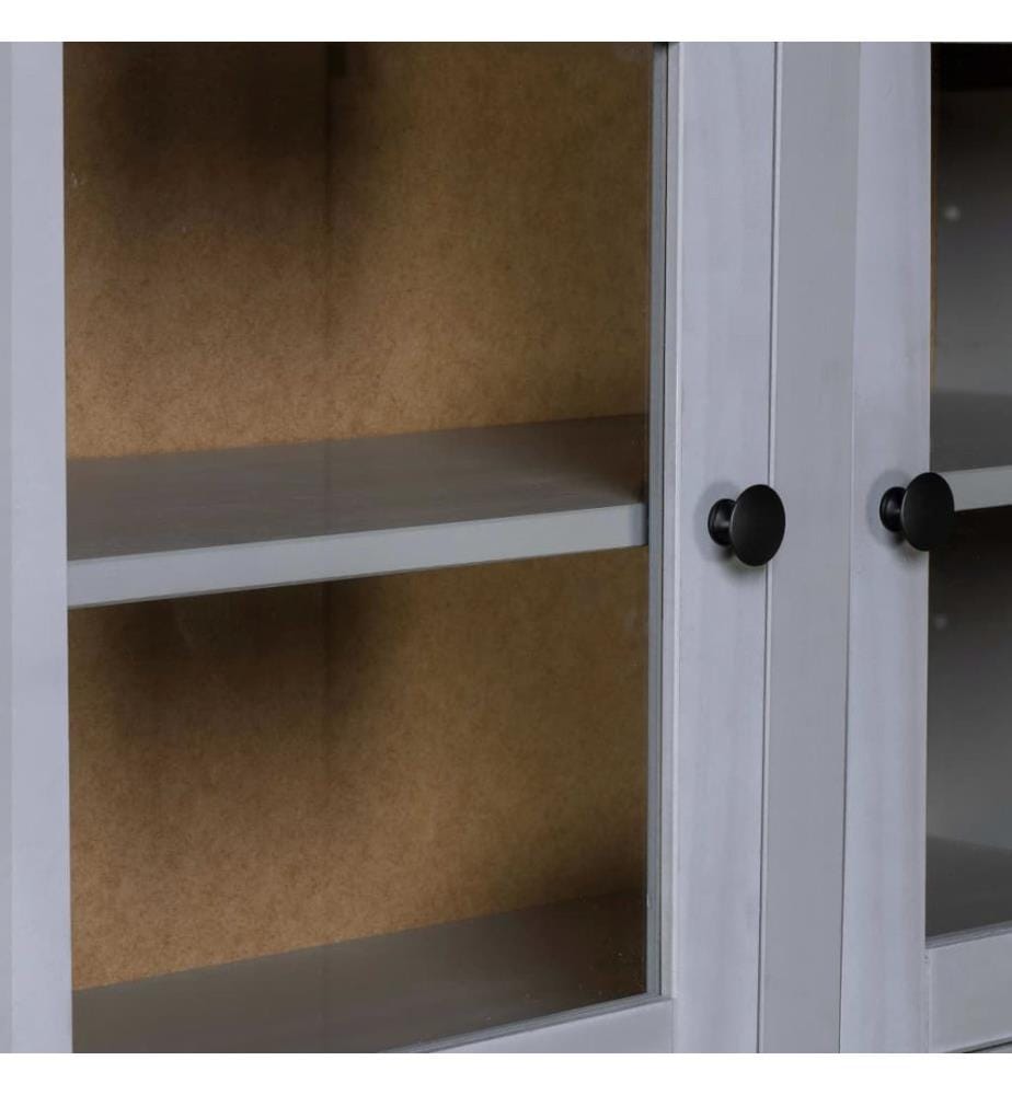 Highboard Grau 93x40,5x180 cm Kiefernholz Panama