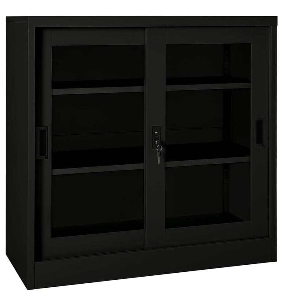 Schrank mit Schiebetür Schwarz 90x40x90 cm Stahl