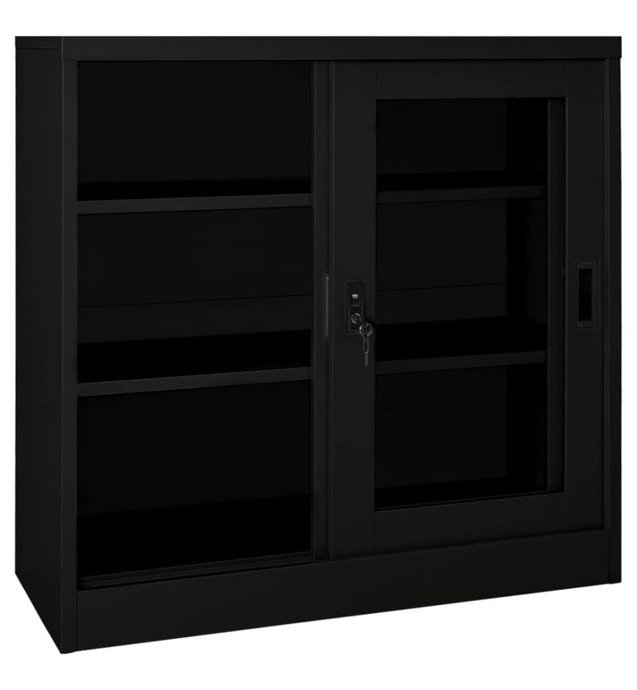 Schrank mit Schiebetür Schwarz 90x40x90 cm Stahl