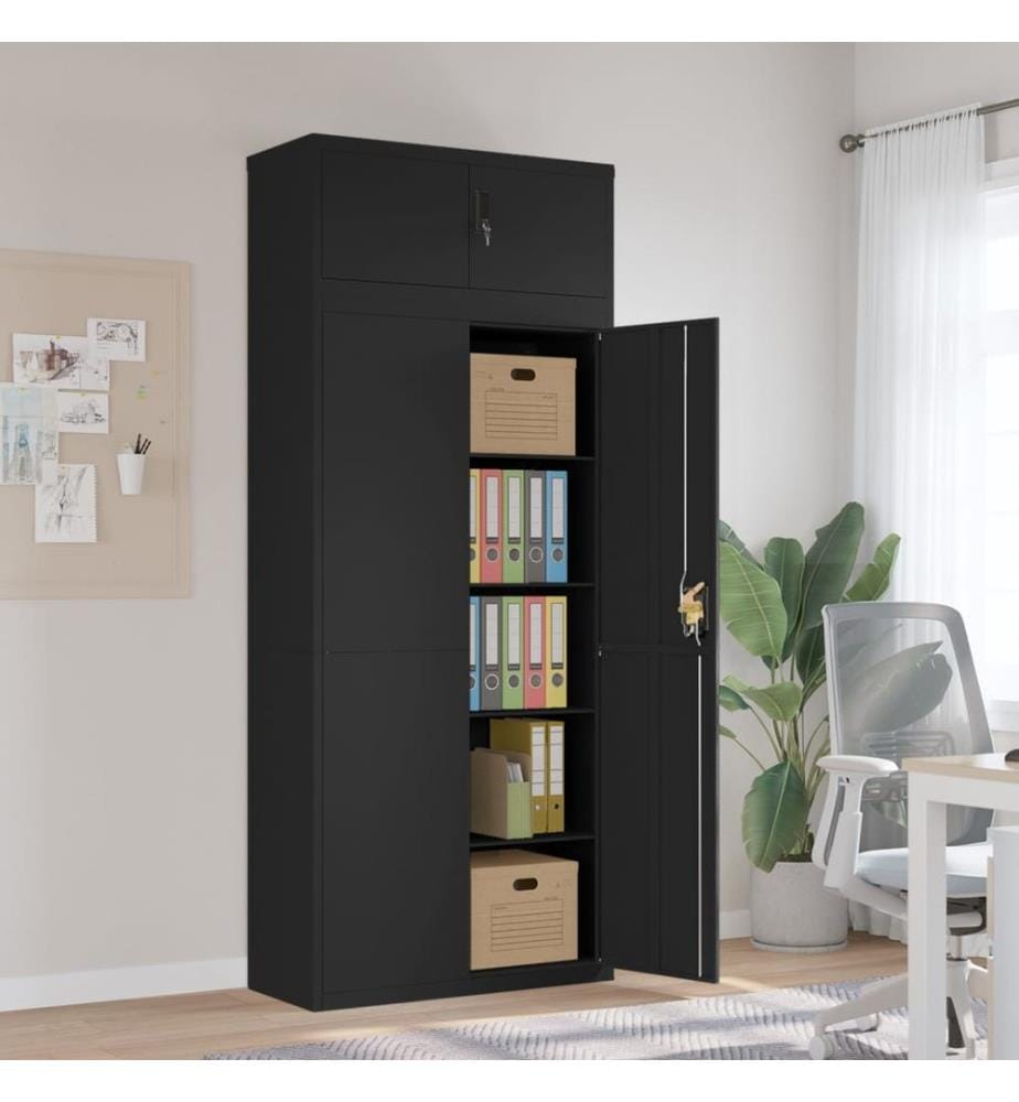 Aktenschrank Schwarz 90x40x220 cm Stahl