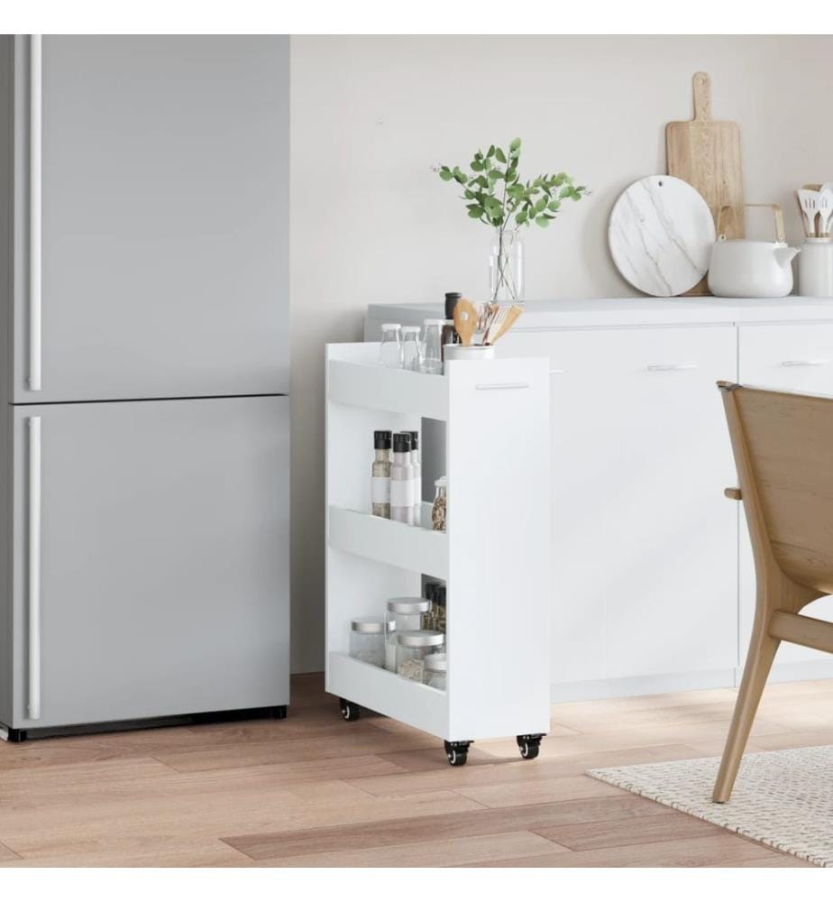 Schrank mit Rollen Weiss 60x22x79 cm Holzwerkstoff