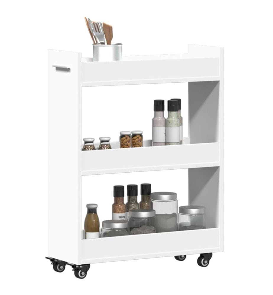 Schrank mit Rollen Weiss 60x22x79 cm Holzwerkstoff