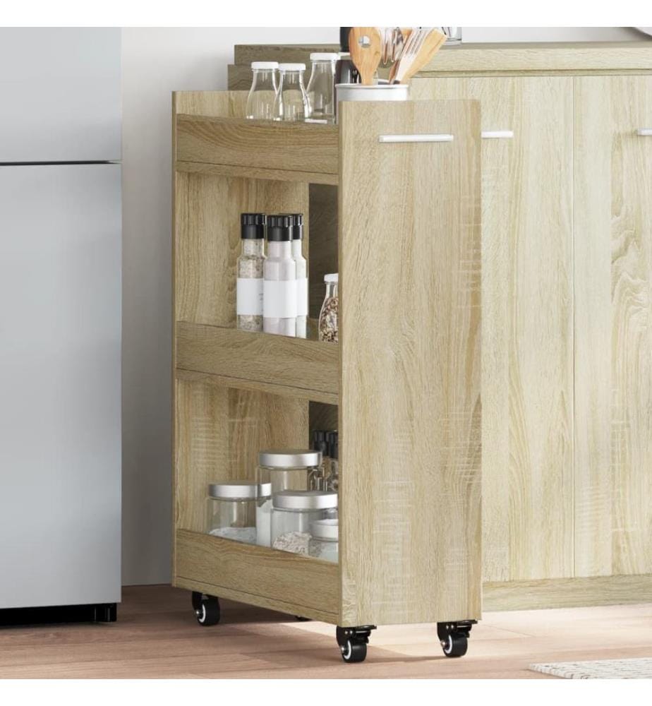 Schrank mit Rollen Sonoma-Eiche 60x22x79 cm Holzwerkstoff